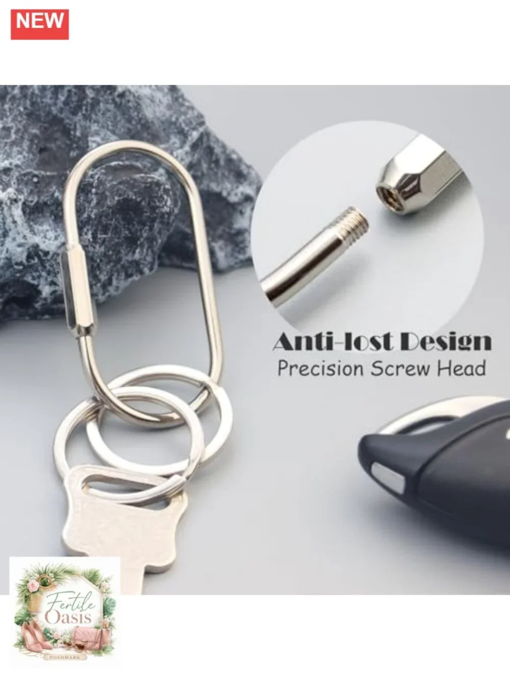 Solid Brass Screw Lock Keychain Carabiner Bag Charm Holder Set of 3